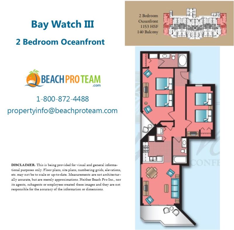 Bay Watch Resort III Floor Plan - 2 Bedroom Oceanfront Corner